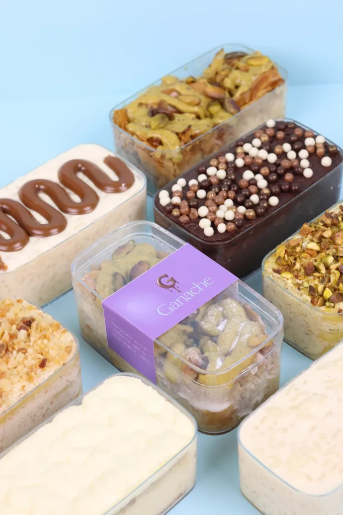 Assortment of Ganache desserts in different flavors and textures