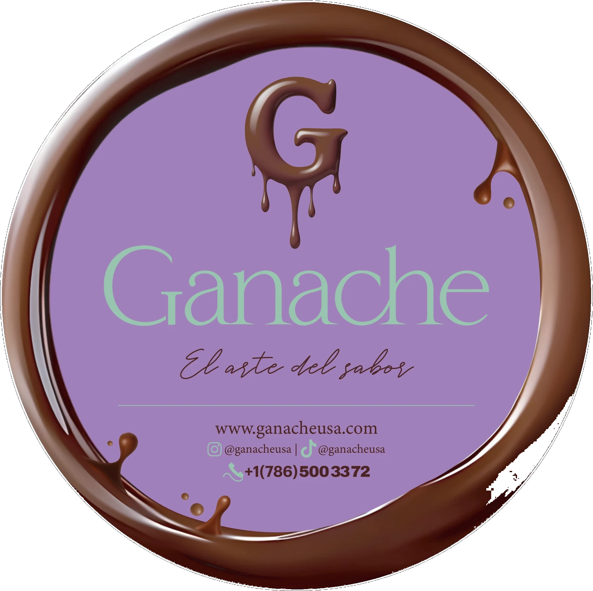 Ganache logo sticker reading El arte del sabor